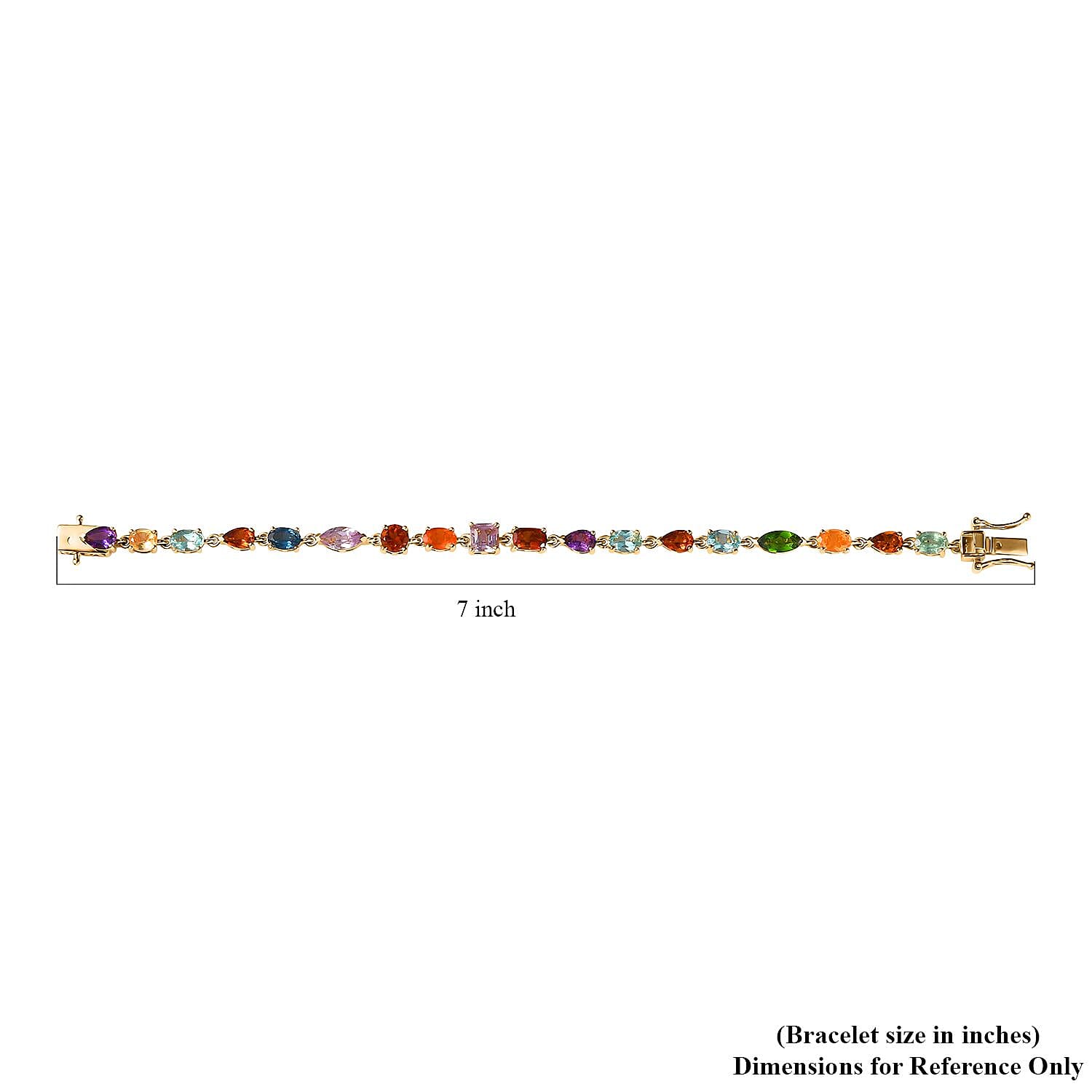 D'Joy Multi Gemstone 8.20 ctw Link Bracelet in 14K Vermeil Yellow Gold Over Sterling Silver (6.50 In)