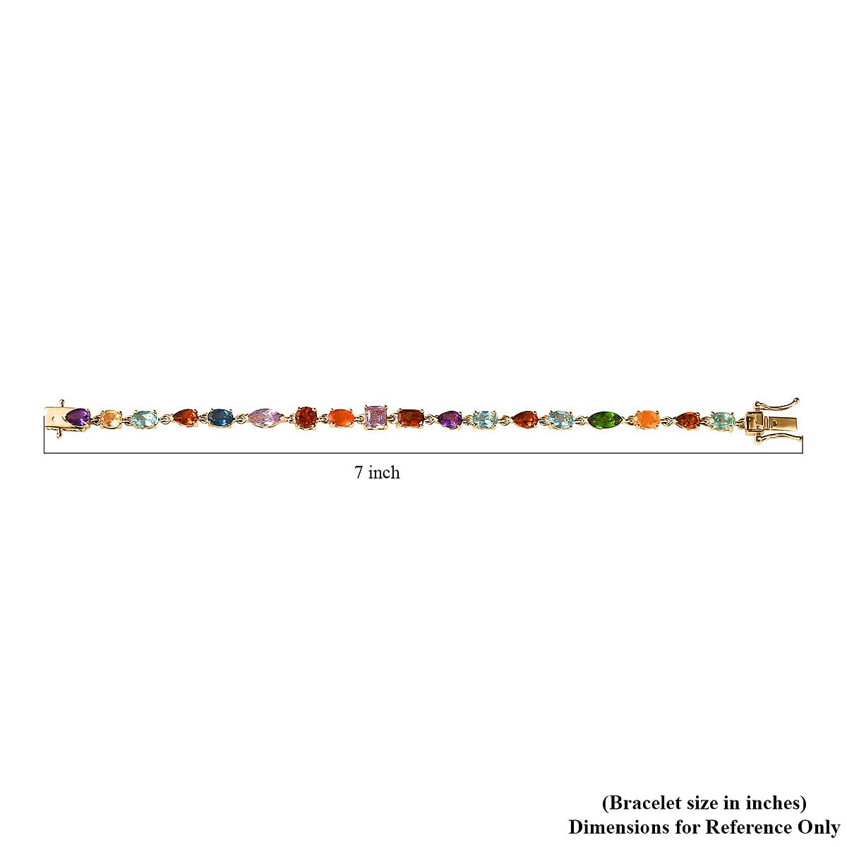 D'Joy Multi Gemstone 8.20 ctw Link Bracelet in 14K Vermeil Yellow Gold Over Sterling Silver (6.50 In) image number 4