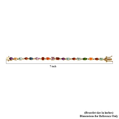 D'Joy Multi Gemstone 8.20 ctw Link Bracelet in 14K Vermeil Yellow Gold Over Sterling Silver (6.50 In)