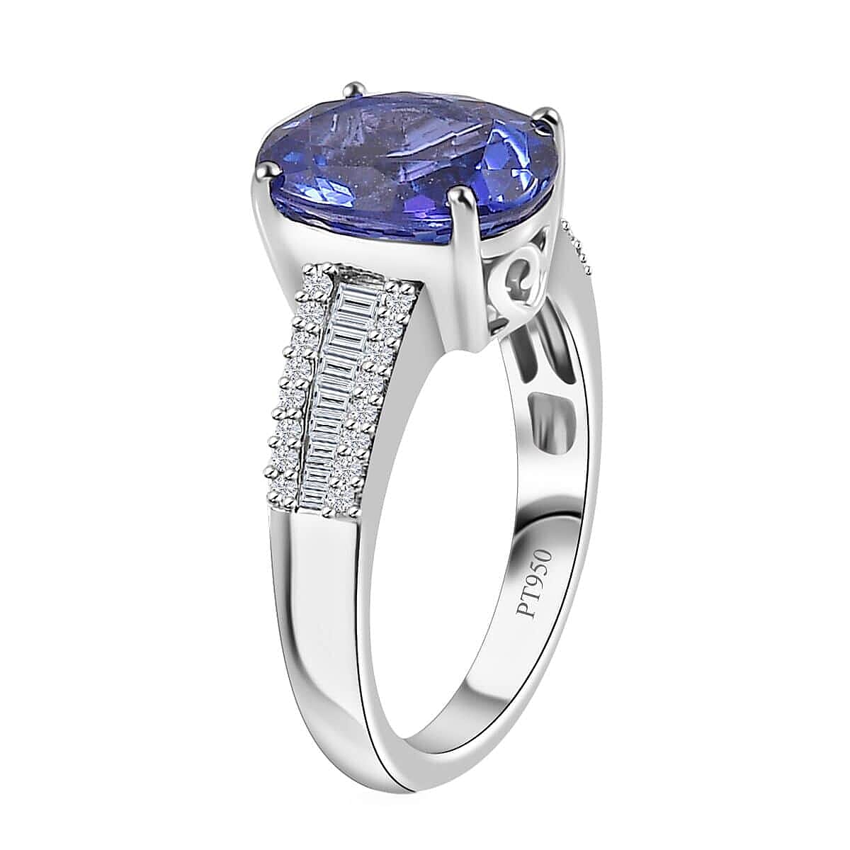 Rhapsody AAAA Tanzanite and E-F VS Diamond 4.25 ctw Ring in 950 Platinum (Size 6.0) 6.50 Grams 