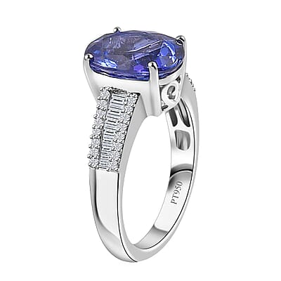 Rhapsody AAAA Tanzanite and E-F VS Diamond 4.25 ctw Ring in 950 Platinum (Size 6.0) 6.50 Grams 