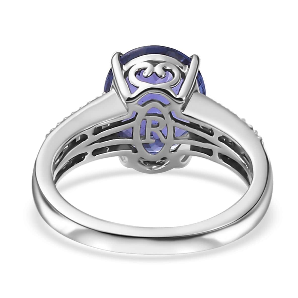 Rhapsody 950 Platinum AAAA Tanzanite and E-F VS Diamond Ring (Size 6.0) 6.50 Grams 4.25 ctw image number 4