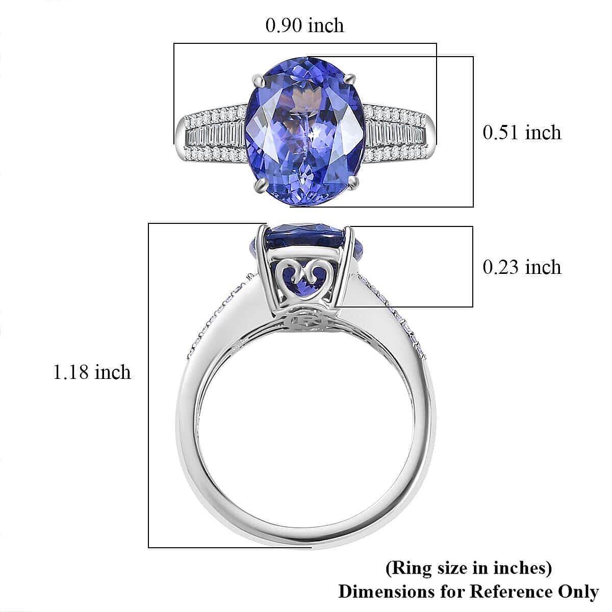 Rhapsody AAAA Tanzanite and E-F VS Diamond 4.25 ctw Ring in 950 Platinum (Size 6.0) 6.50 Grams 