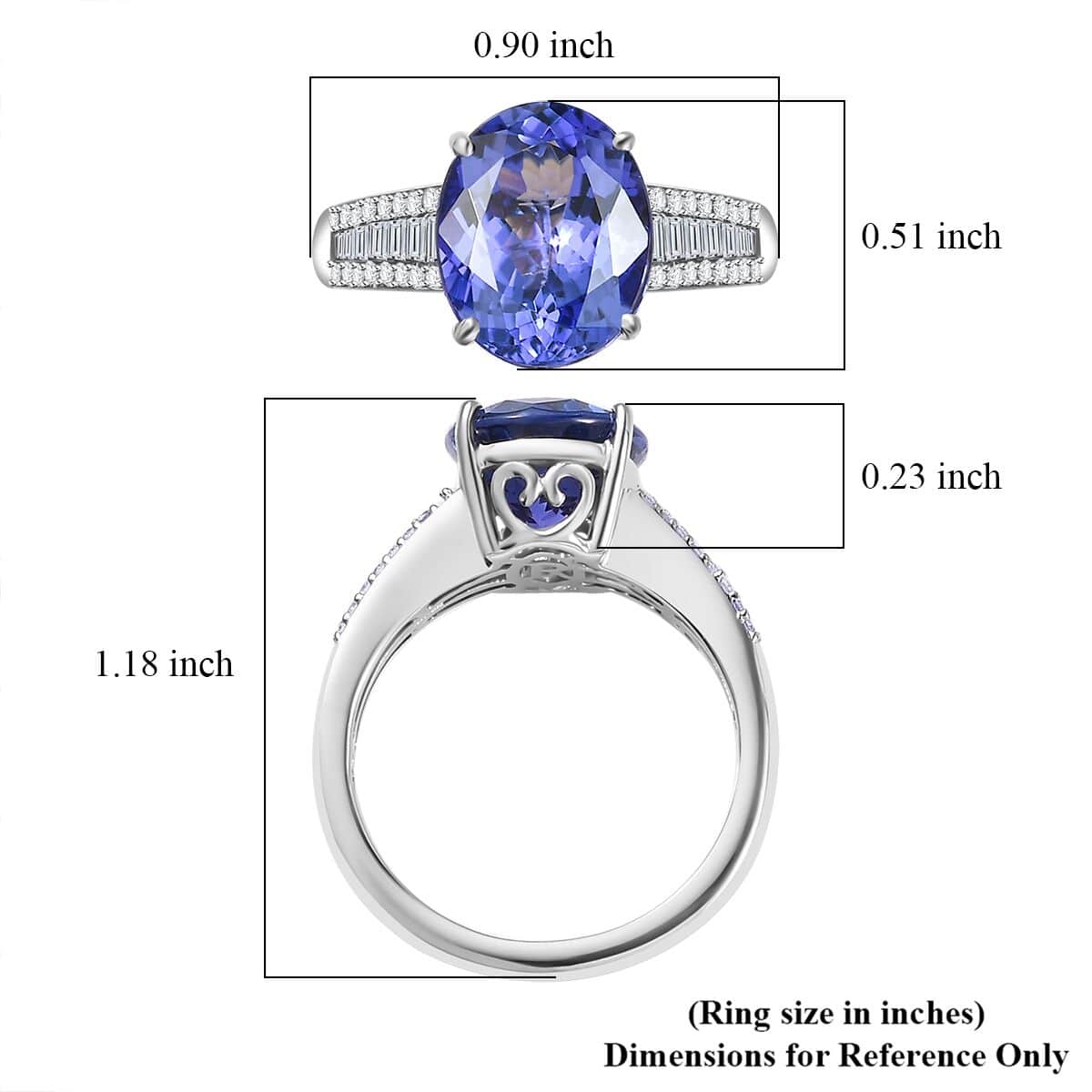 Rhapsody AAAA Tanzanite and E-F VS Diamond 4.25 ctw Ring in 950 Platinum (Size 7.0) 6.50 Grams  image number 5