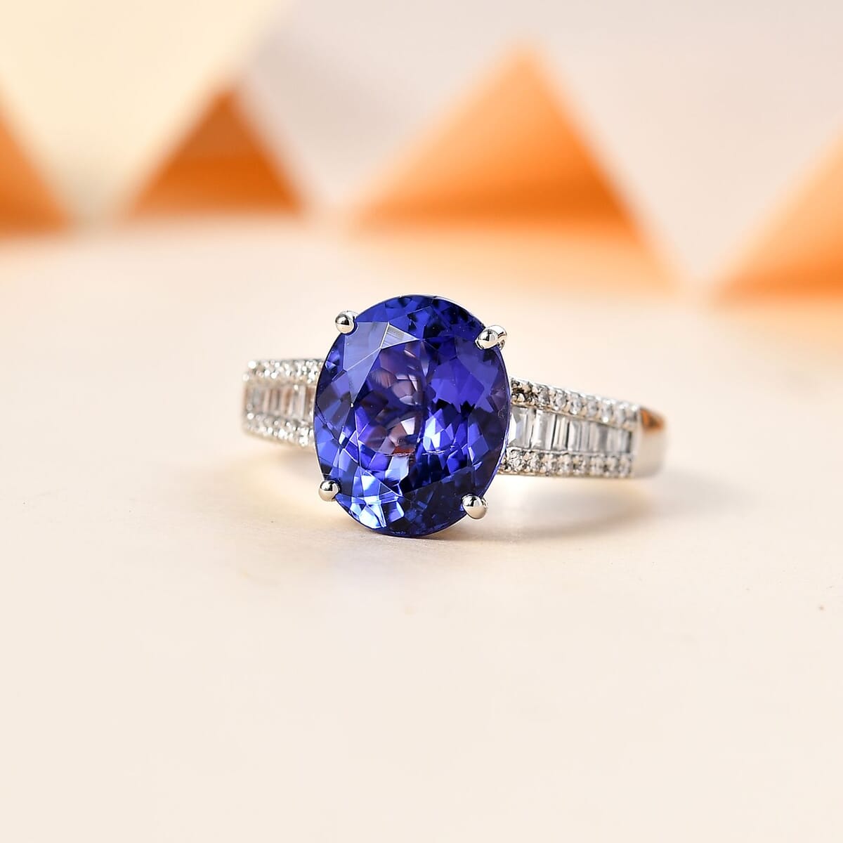 Rhapsody AAAA Tanzanite and E-F VS Diamond 4.25 ctw Ring in 950 Platinum (Size 8.0) 6.50 Grams  image number 1