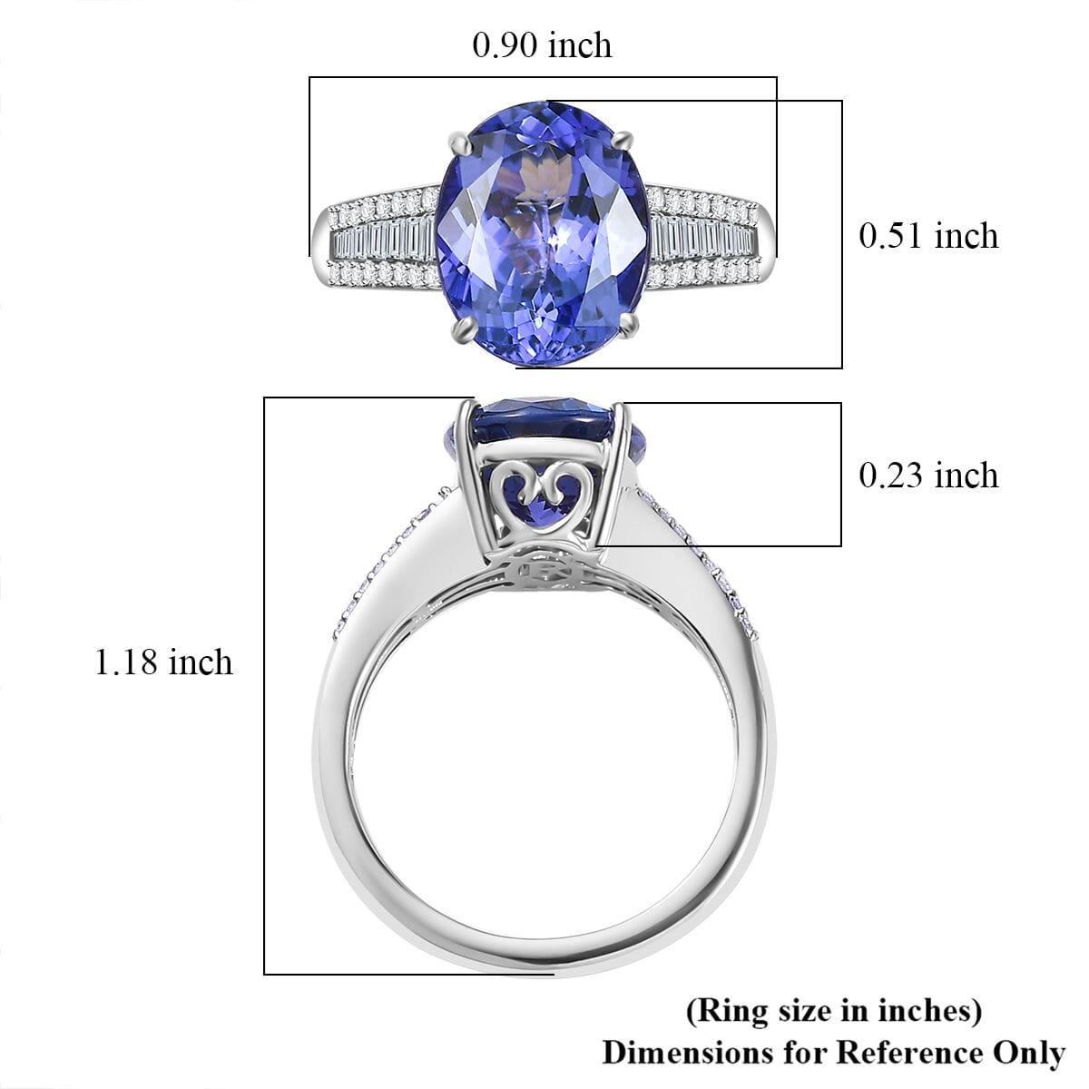 Rhapsody AAAA Tanzanite and E-F VS Diamond 4.25 ctw Ring in 950 Platinum (Size 8.0) 6.50 Grams  image number 5