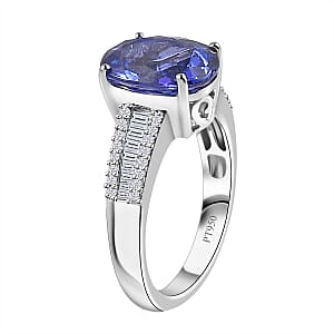 Rhapsody AAAA Tanzanite and E-F VS Diamond 4.25 ctw Ring in 950 Platinum (Size 9.0) 6.50 Grams 