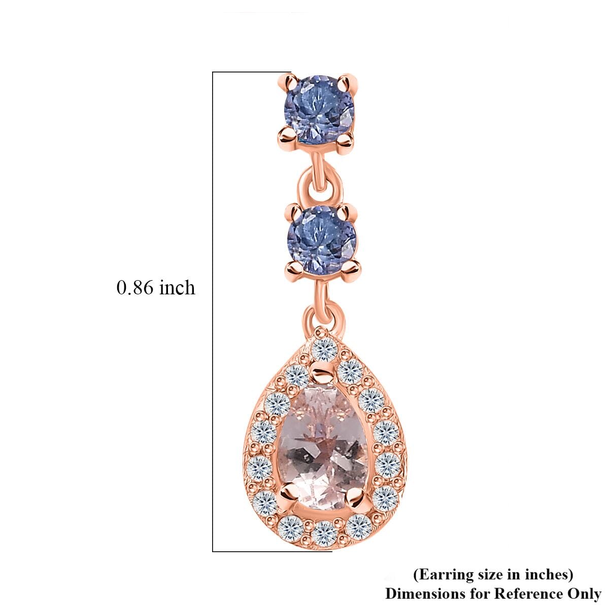 Premium Pink Morganite and Multi Gemstone Dangle Earrings in Vermeil Rose Gold Over Sterling Silver 1.50 ctw image number 5