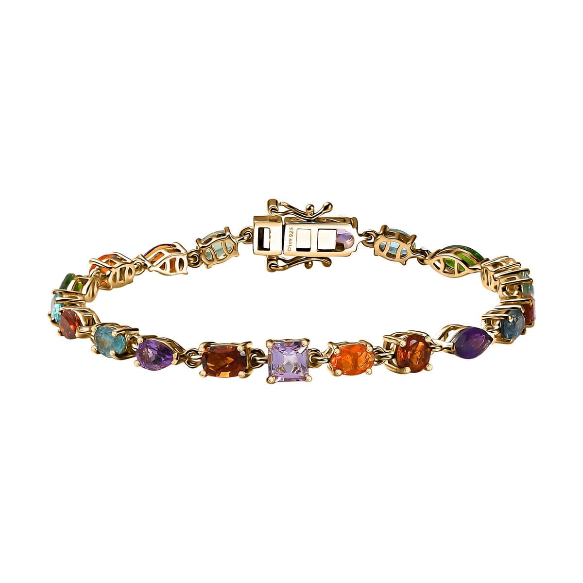 Multi Gemstone 9.85 ctw Link Bracelet in 14K Vermeil Yellow Gold Over Sterling Silver (7.25 In) image number 0