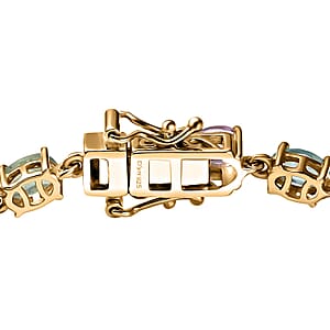 D'Joy Multi Gemstone 9.85 ctw Link Bracelet in 14K Vermeil Yellow Gold Over Sterling Silver (7.25 In)