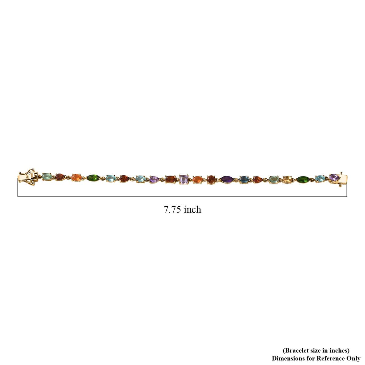 Multi Gemstone 9.85 ctw Link Bracelet in 14K Vermeil Yellow Gold Over Sterling Silver (7.25 In) image number 4