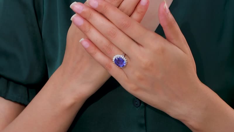 Color Change Fluorite (IR), White Zircon Ring in Rhodium Over Sterling Silver (Size 10.0) 8.40 ctw