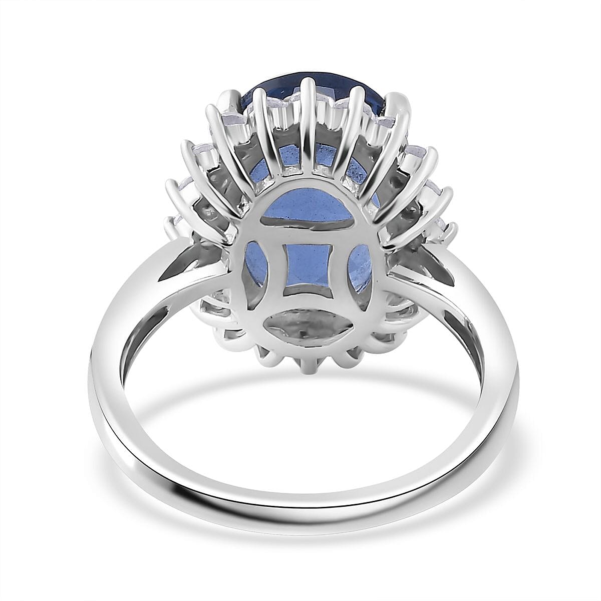 Color Change Fluorite (IR) and White Zircon Sunburst Ring in Rhodium Over Sterling Silver (Size 10.0) 8.40 ctw