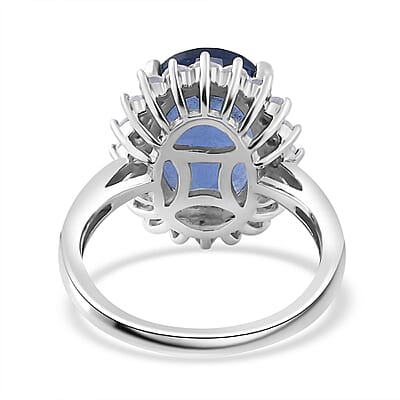Color Change Fluorite (IR) and White Zircon Sunburst Ring in Rhodium Over Sterling Silver (Size 10.0) 8.40 ctw