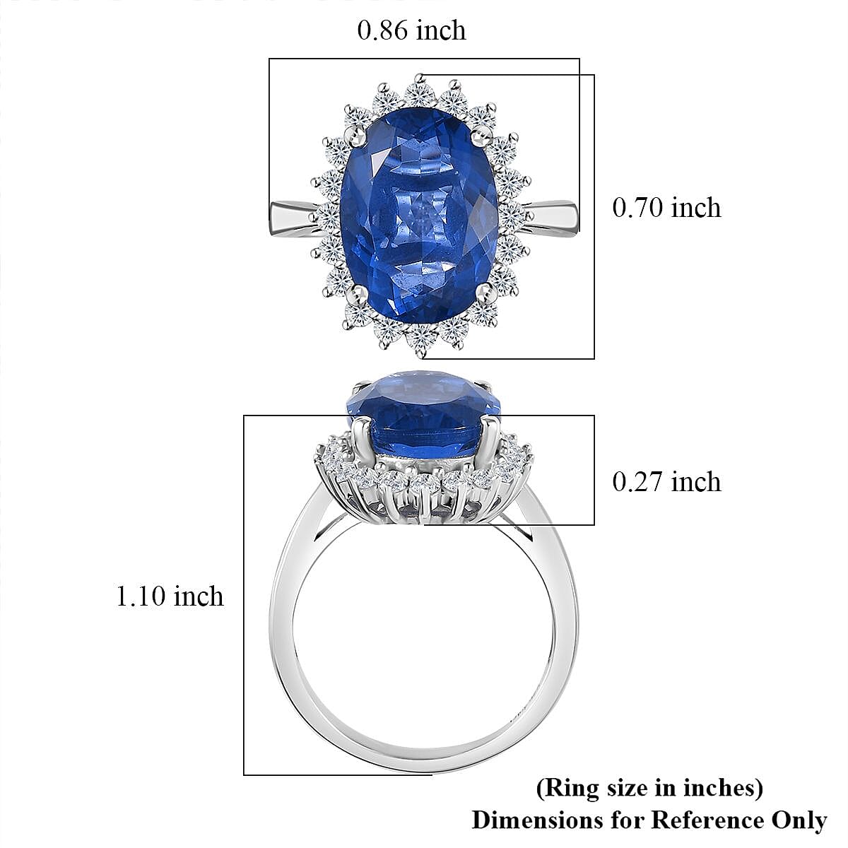 Color Change Fluorite (IR) and White Zircon Sunburst Ring in Rhodium Over Sterling Silver (Size 10.0) 8.40 ctw