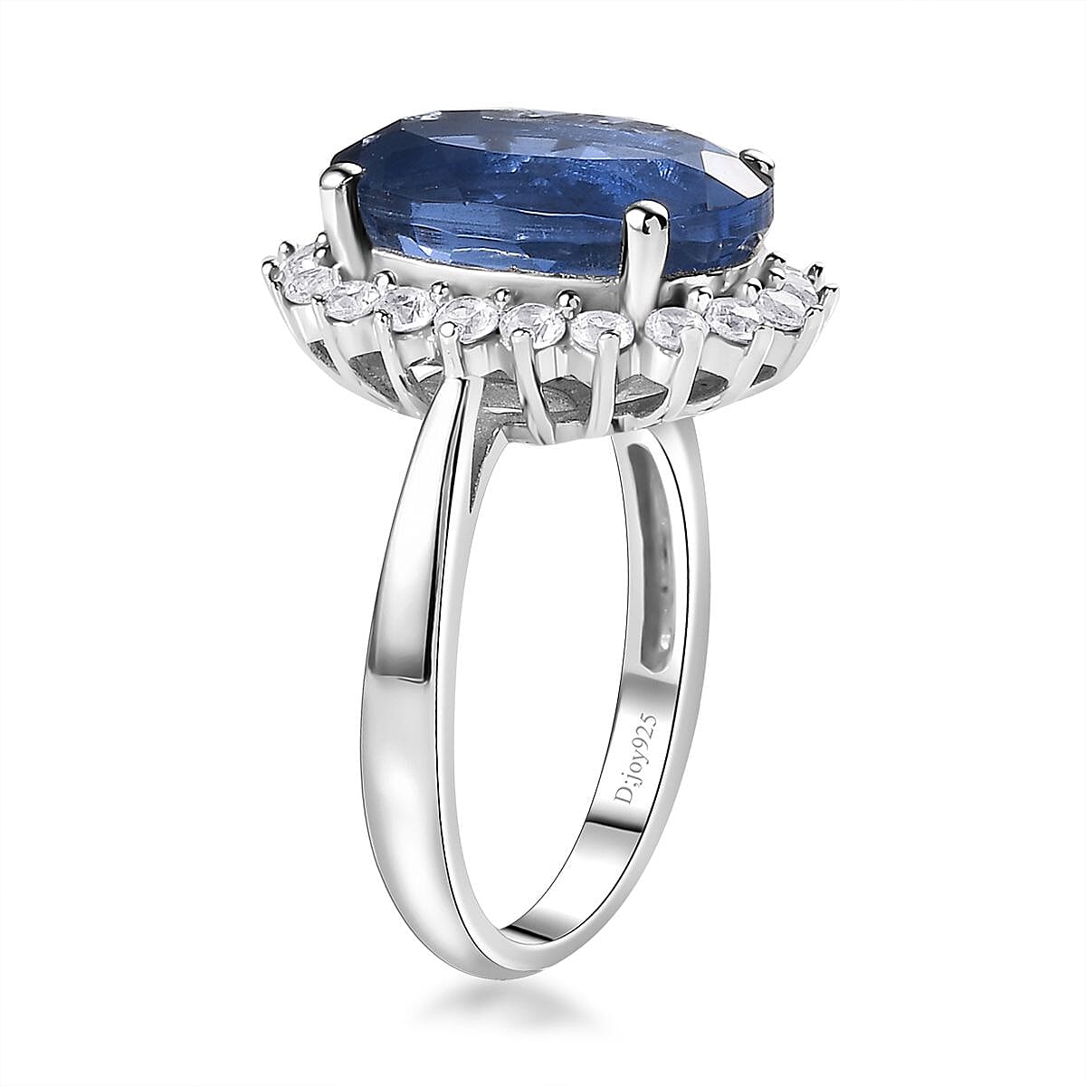Color Change Fluorite (IR) and White Zircon Sunburst Ring in Rhodium Over Sterling Silver (Size 7.0) 8.40 ctw