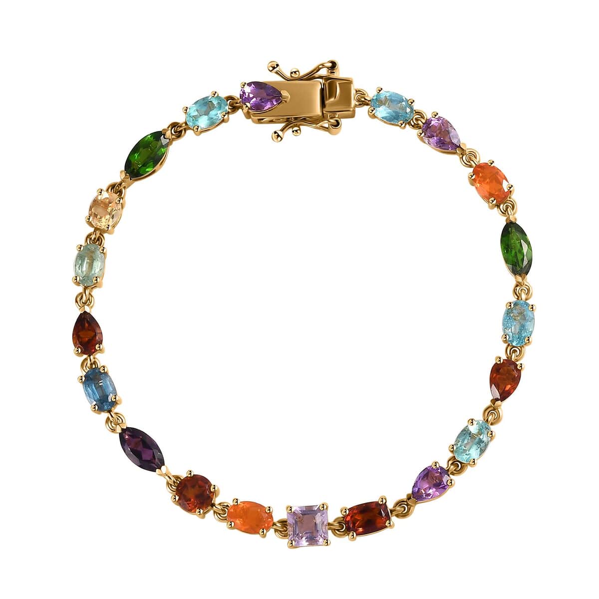 Multi Gemstone 8.20 ctw Bracelet in 14K Vermeil Yellow Gold Over Sterling Silver (6.50 In) image number 0