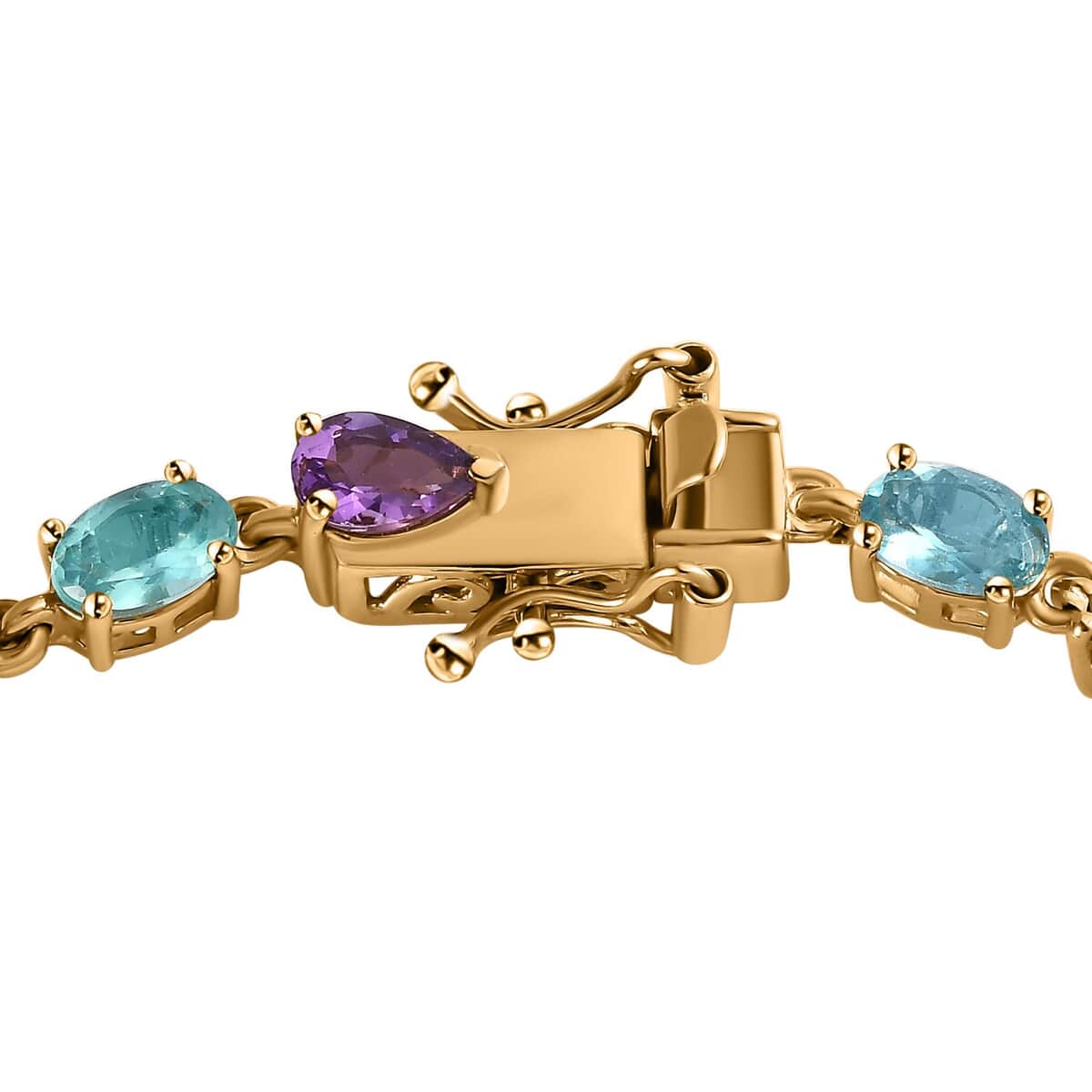 Multi Gemstone 8.20 ctw Bracelet in 14K Vermeil Yellow Gold Over Sterling Silver (6.50 In) image number 3