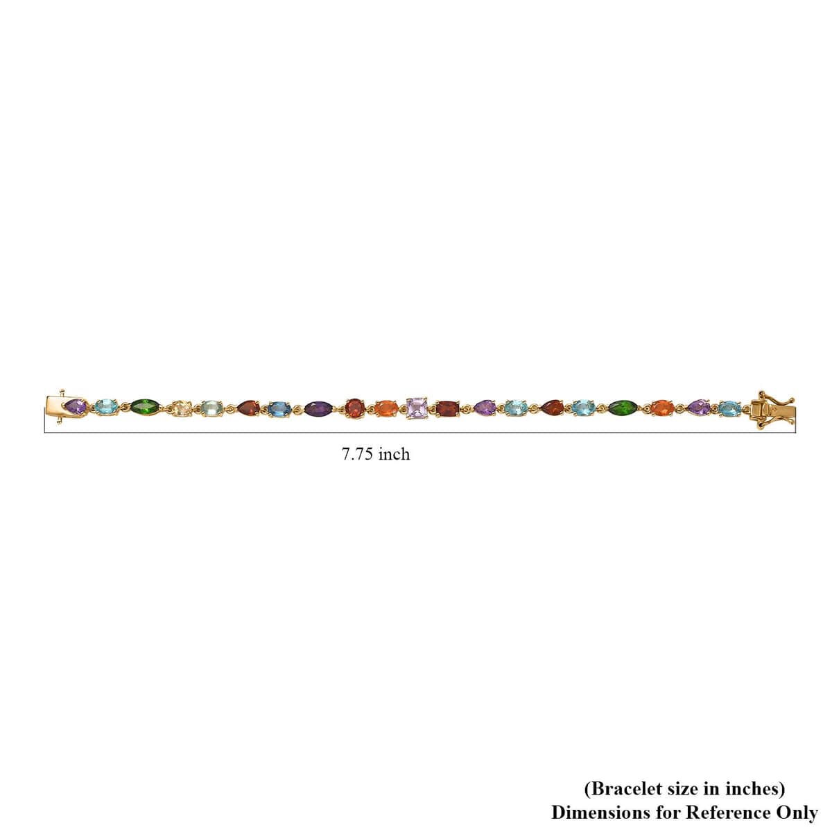 Multi Gemstone 8.20 ctw Bracelet in 14K Vermeil Yellow Gold Over Sterling Silver (6.50 In) image number 4