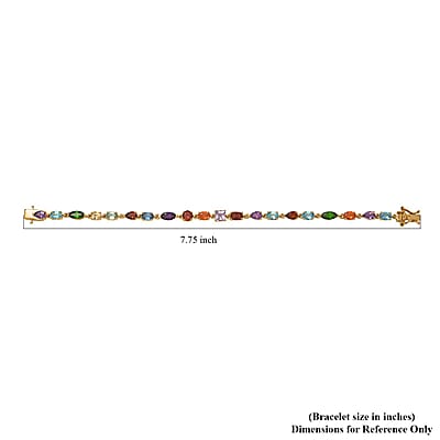 D'Joy Multi Gemstone 10.25 ctw Link Bracelet in 14K Vermeil Yellow Gold Over Sterling Silver (8.00 In)