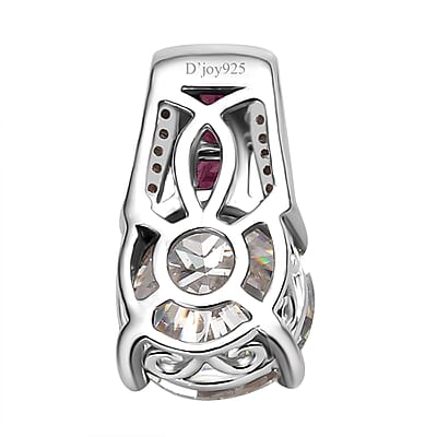 D'Joy Moissanite and Niassa Ruby (FF) 2.85 ctw Pendant without Chain in Platinum Over Sterling Silver