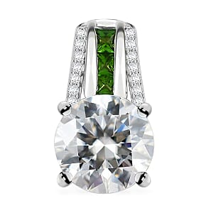 Moissanite and Chrome Diopside 2.70 ctw Pendant without Chain in Platinum Over Sterling Silver