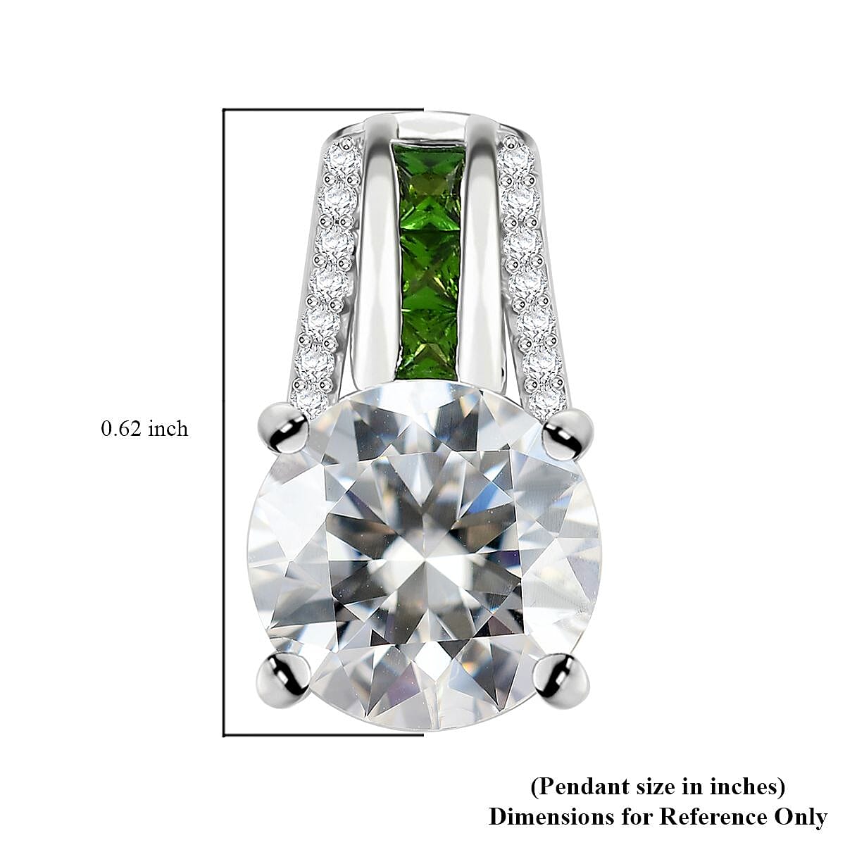 Moissanite and Chrome Diopside 2.70 ctw Pendant without Chain in Platinum Over Sterling Silver image number 5