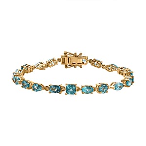 Betroka Blue Apatite 4.50 ctw Link Bracelet in 14K Vermeil Yellow Gold Over Sterling Silver (7.25 In)