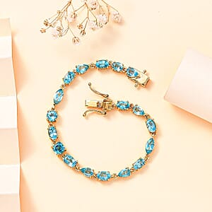 Betroka Blue Apatite 4.50 ctw Link Bracelet in 14K Vermeil Yellow Gold Over Sterling Silver (7.25 In)