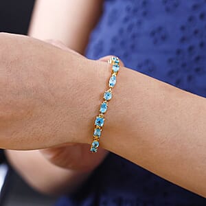 Betroka Blue Apatite 4.50 ctw Link Bracelet in 14K Vermeil Yellow Gold Over Sterling Silver (7.25 In)