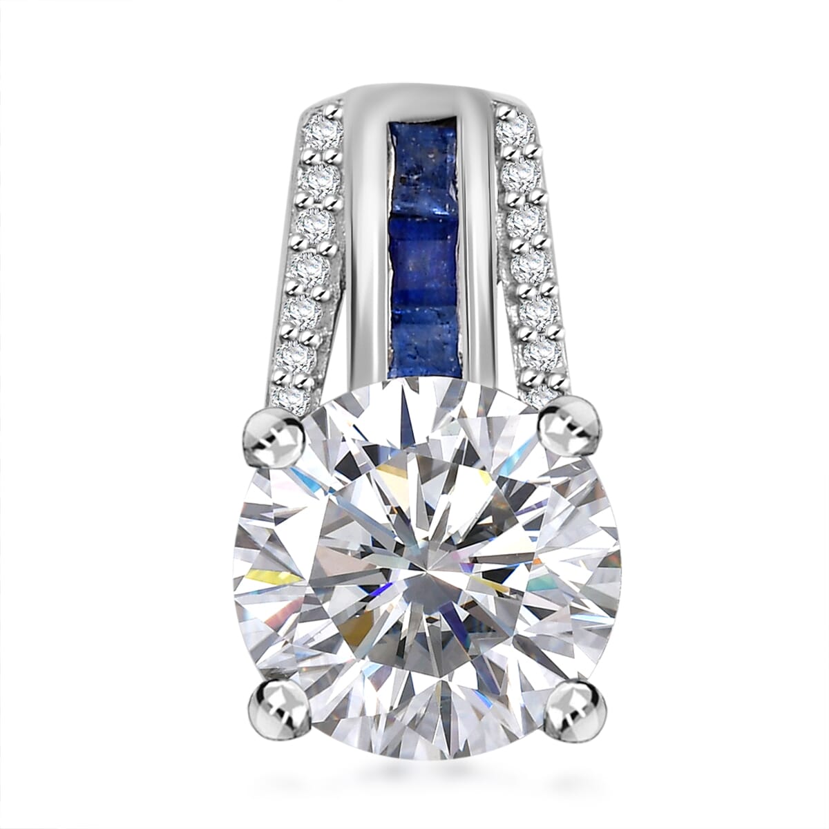 Moissanite and Masoala Sapphire (D) 2.85 ctw Pendant without Chain in Platinum Over Sterling Silver image number 0