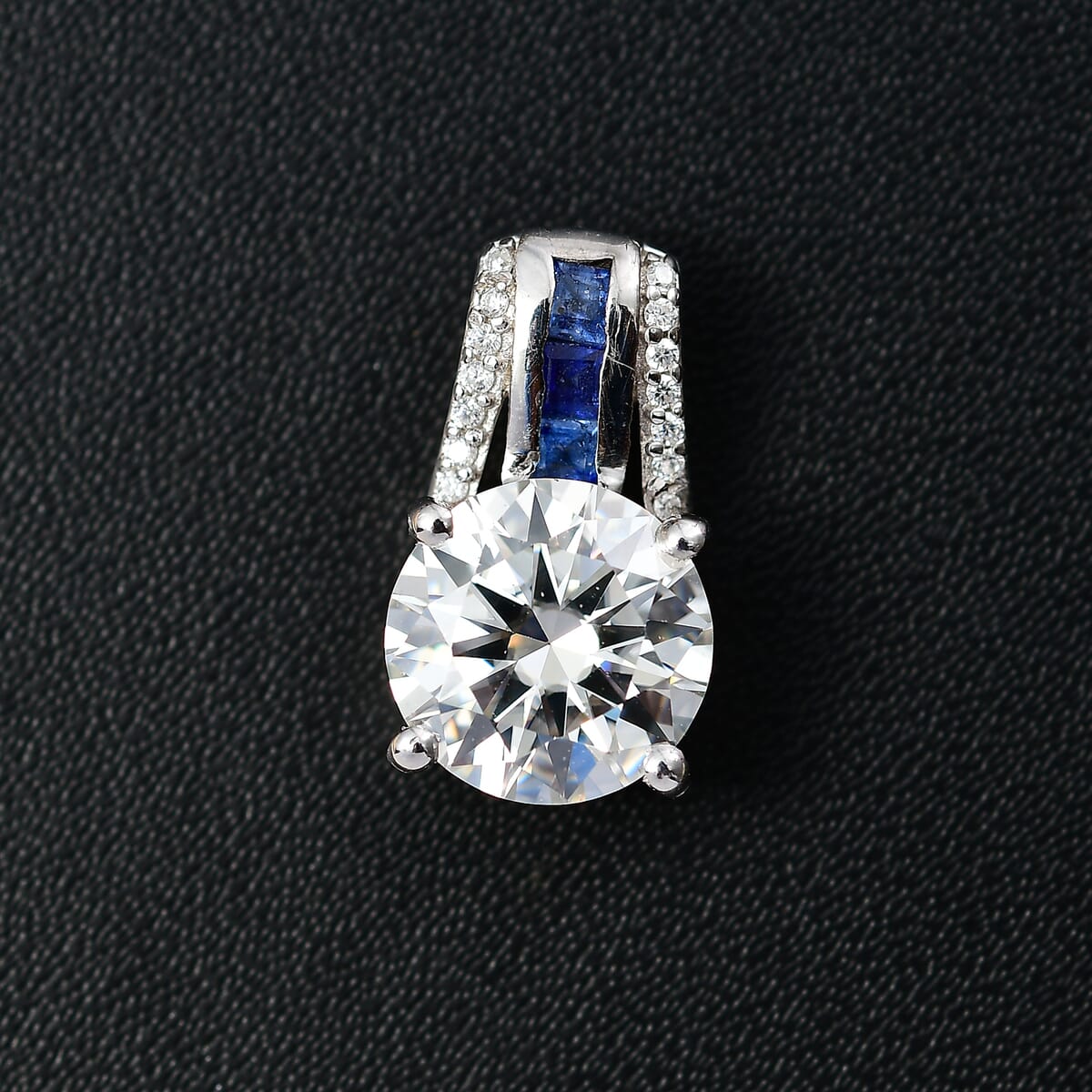 Moissanite and Masoala Sapphire (D) 2.85 ctw Pendant without Chain in Platinum Over Sterling Silver image number 1