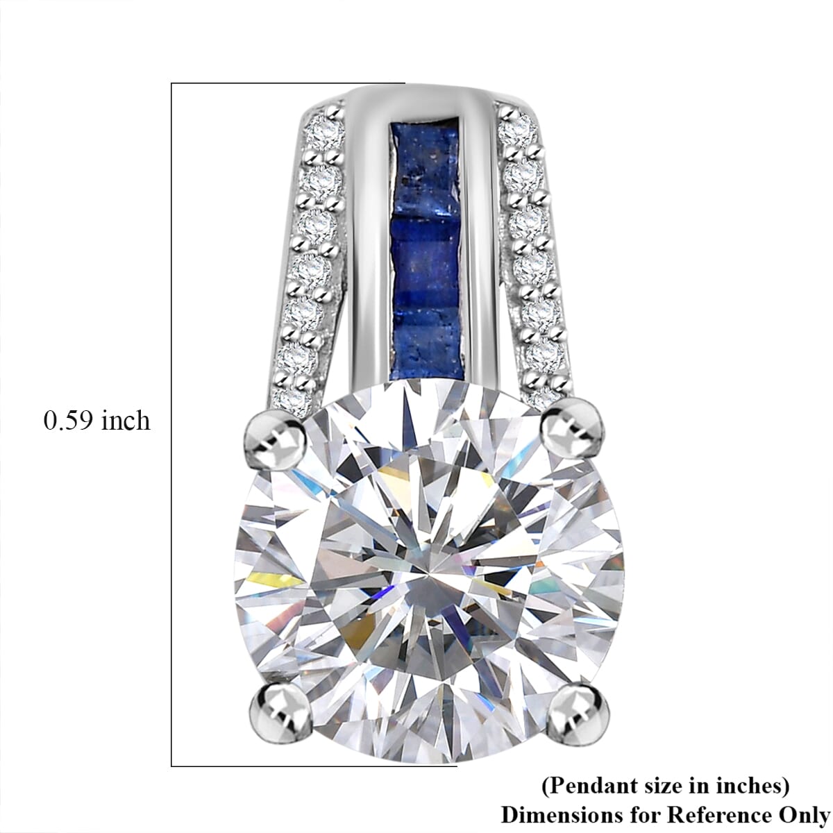 Moissanite and Masoala Sapphire (D) 2.85 ctw Pendant without Chain in Platinum Over Sterling Silver image number 5