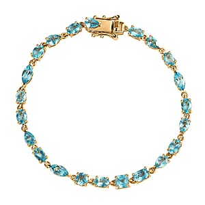 Betroka Blue Apatite 4.75 ctw Link Bracelet in 14K Vermeil Yellow Gold Over Sterling Silver (8.00 In)