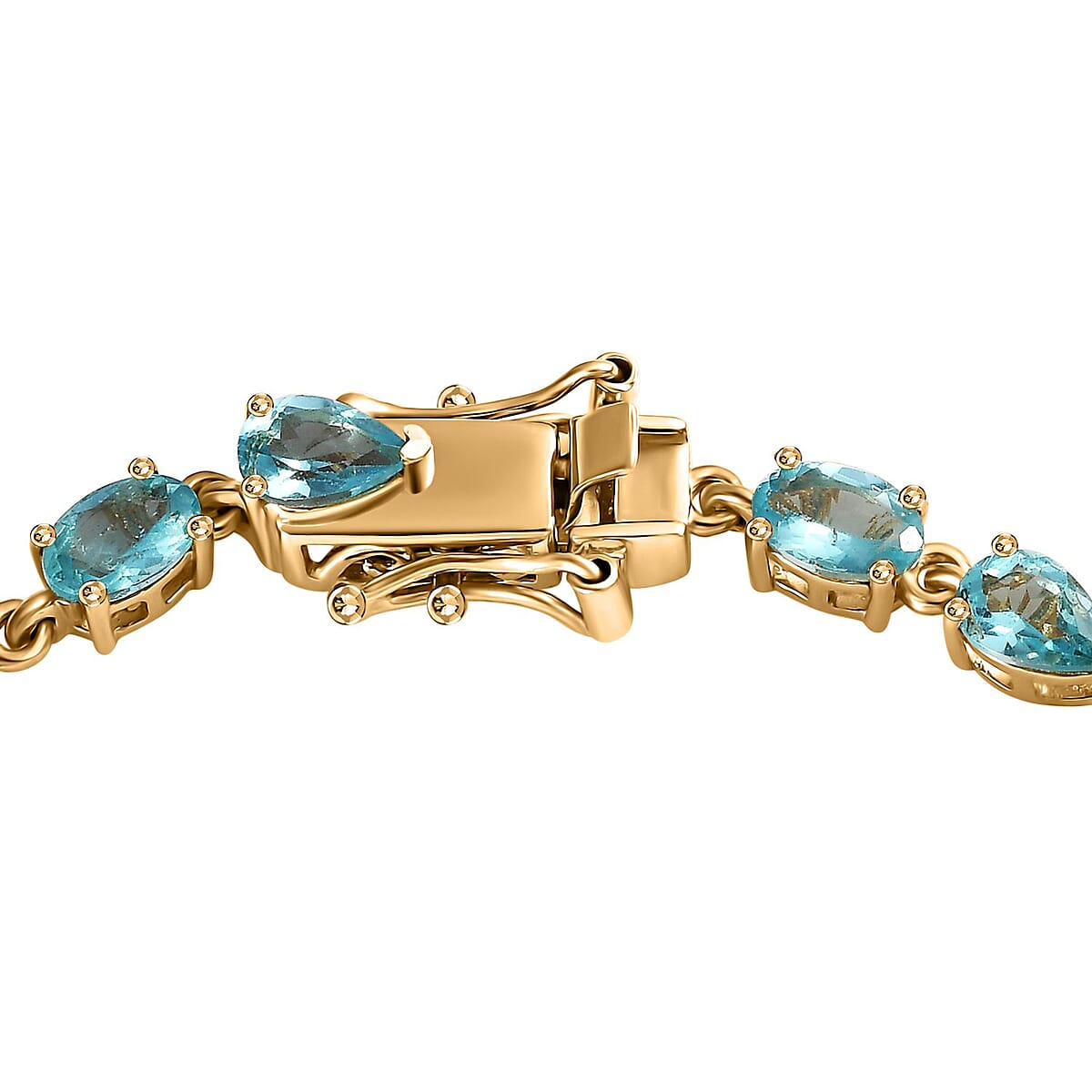 Betroka Blue Apatite 4.75 ctw Link Bracelet in 14K Vermeil Yellow Gold Over Sterling Silver (8.00 In) image number 3