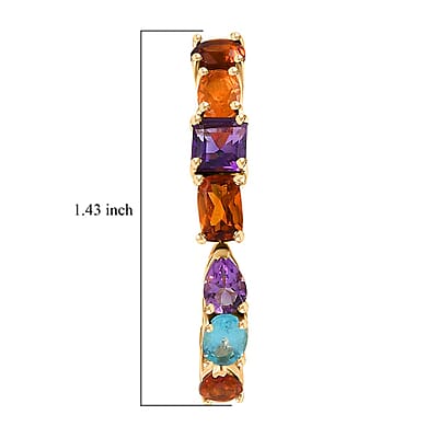 D'Joy Multi Gemstone 10.75 ctw Hoop Earrings in Vermeil Yellow Gold Over Sterling Silver