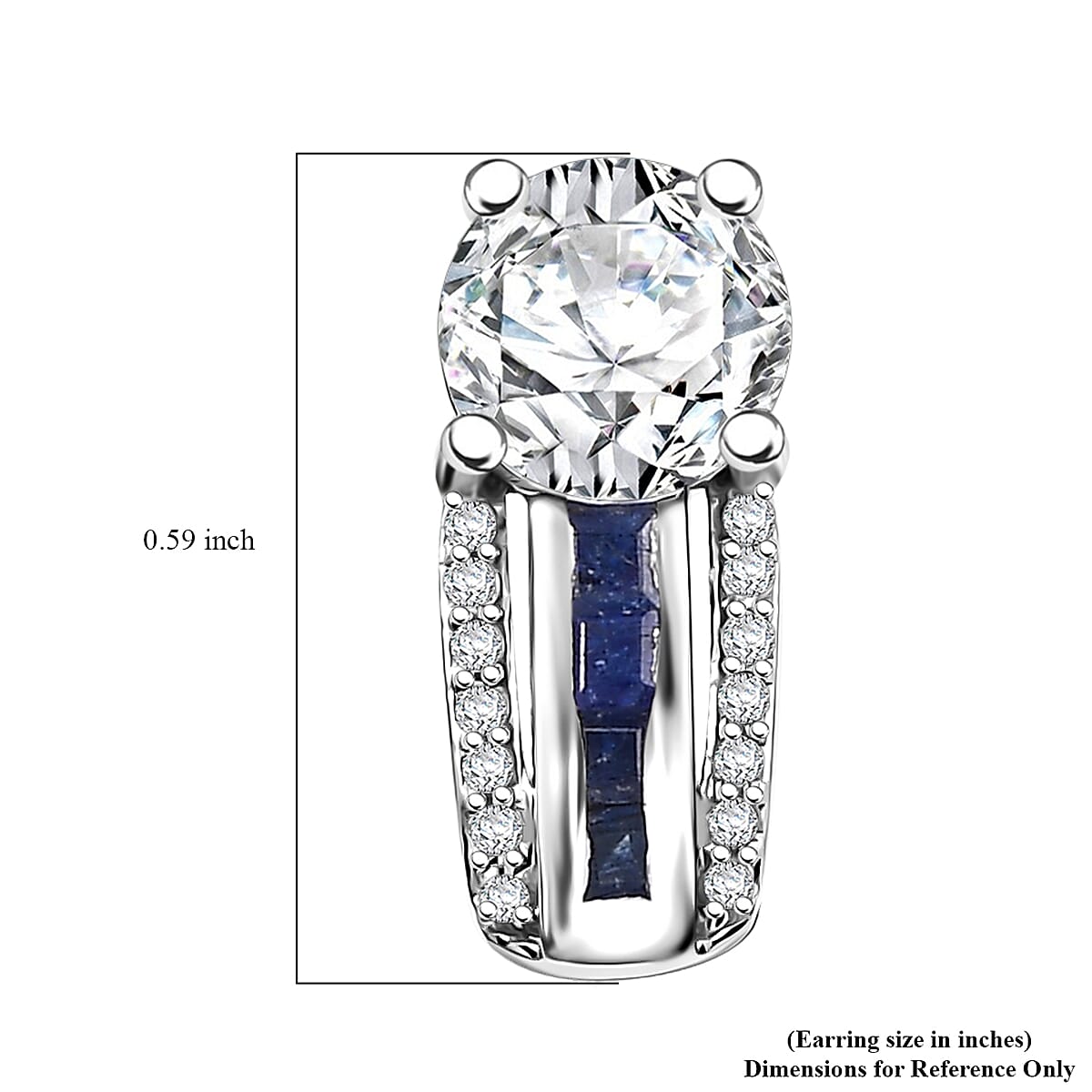 Moissanite and Masoala Sapphire (D) 2.00 ctw Earrings in Platinum Over Sterling Silver image number 4