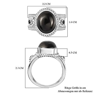 Elite Shungite and Thai Black Spinel 2.97 ctw Fancy Ring in Rhodium Over Sterling Silver (Size 11.5)