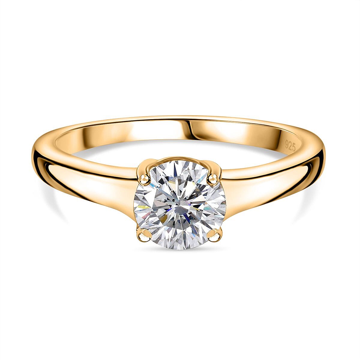 Moissanite 0.75 ctw Ring in Vermeil Yellow Gold Over Sterling Silver (Size 8)