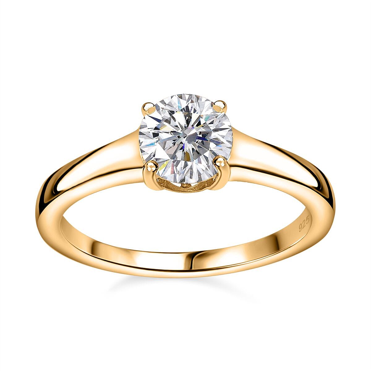 Moissanite 0.75 ctw Ring in Vermeil Yellow Gold Over Sterling Silver (Size 8)