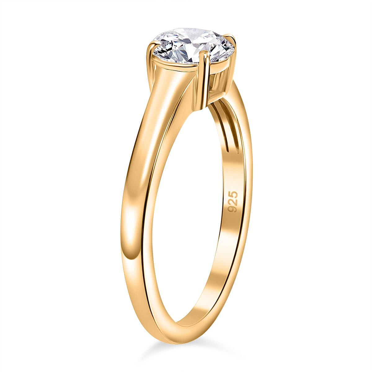 Moissanite 0.75 ctw Ring in Vermeil Yellow Gold Over Sterling Silver (Size 8)