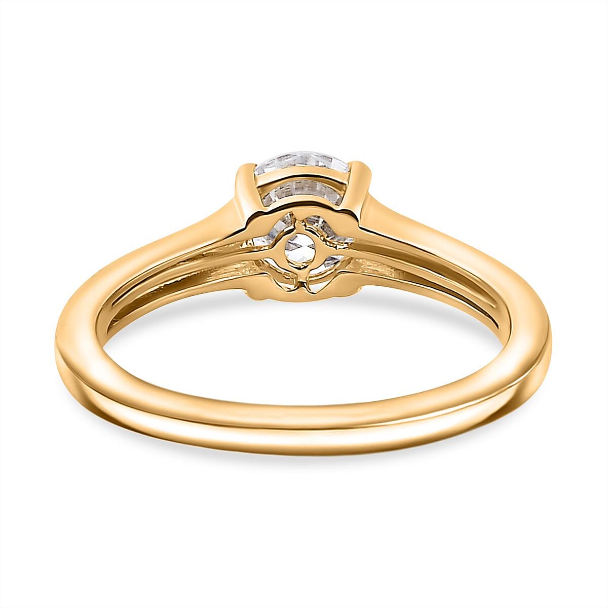 Moissanite 0.75 ctw Ring in Vermeil Yellow Gold Over Sterling Silver (Size 8)