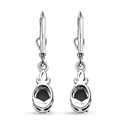 Canadian Ammolite Lever Back Earrings in Platinum Over Sterling Silver