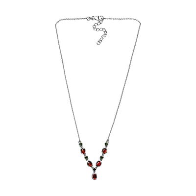 Canadian Ammolite and Chrome Diopside Necklace 18-20 Inches in Platinum Over Sterling Silver 0.60 ctw