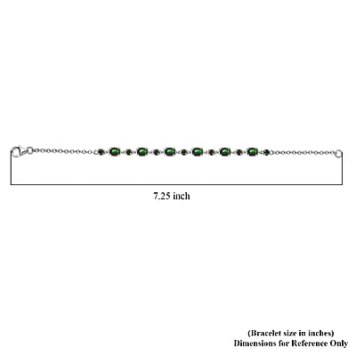 Canadian Ammolite and Chrome Diopside Bracelet in Platinum Over Sterling Silver (7.25 In) 0.90 ctw