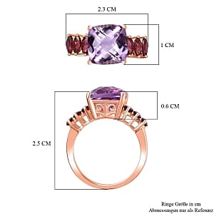 Rose De France Amethyst and Orissa Rhodolite Garnet 5.37 ctw Ring in Vermeil RG Over Sterling Silver (Size 11.5)