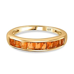 Jalisco Fire Opal 0.64 ctw Ring in Vermeil Yellow Gold Over Sterling Silver (Size 10)