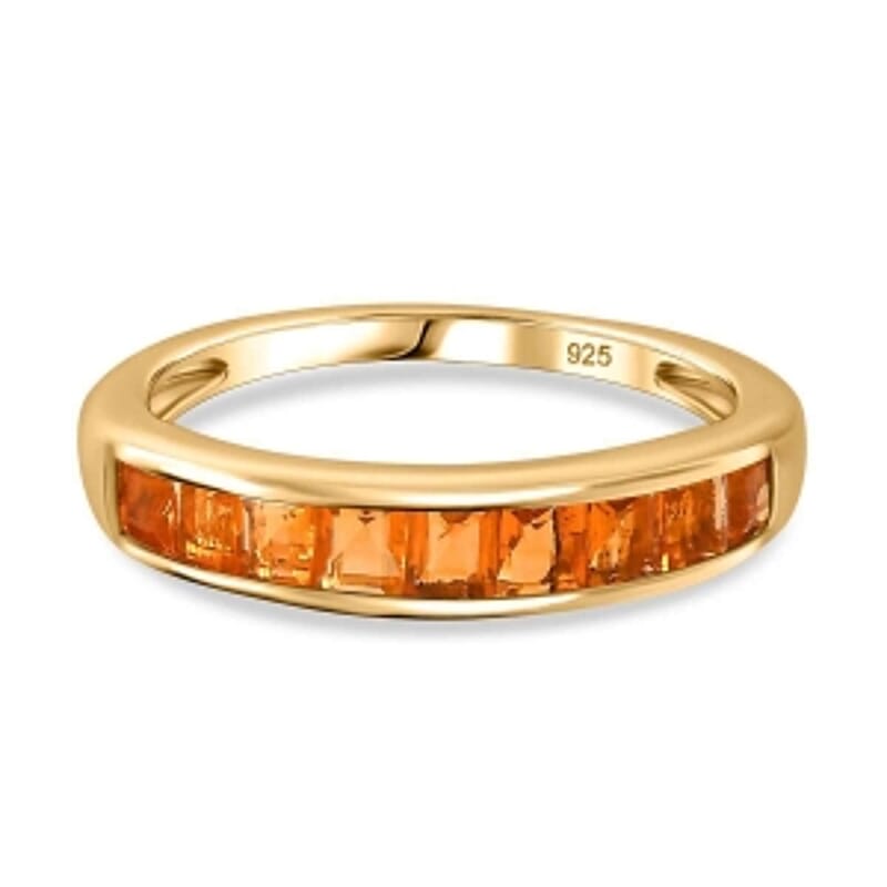 Jalisco Fire Opal 0.64 ctw Ring in Vermeil Yellow Gold Over Sterling Silver (Size 10)