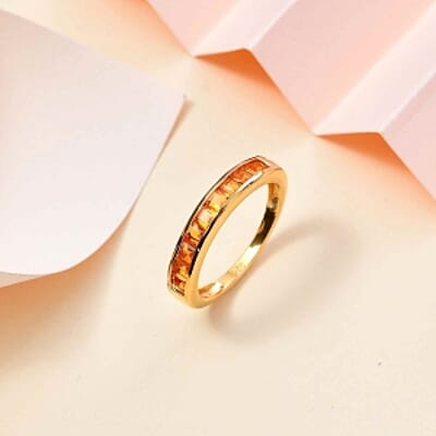 Jalisco Fire Opal 0.64 ctw Ring in Vermeil Yellow Gold Over Sterling Silver (Size 10)