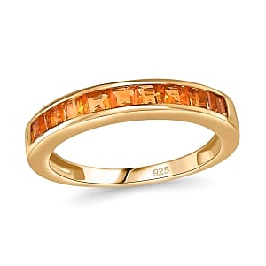 Jalisco Fire Opal 0.64 ctw Ring in Vermeil Yellow Gold Over Sterling Silver (Size 10)